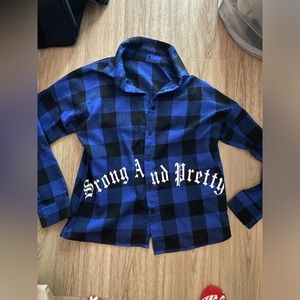 BLACK AND BLUE PLAID FLANNEL
